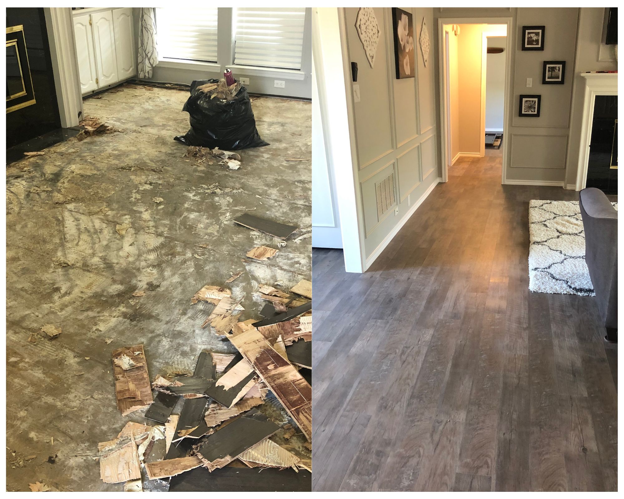 Flooring water damage before restoration