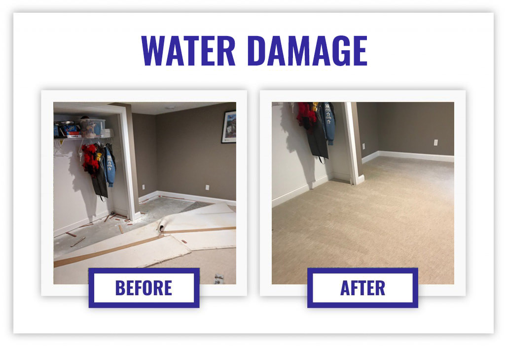 Water damage restoration — before and after